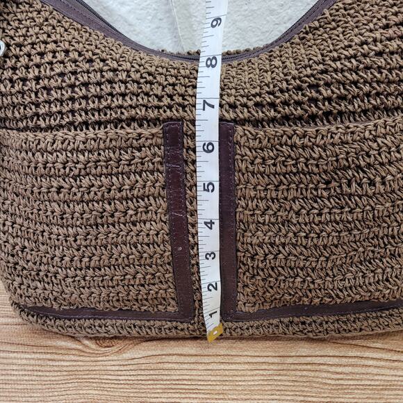 Brighton Barbados Crochet Leather Purse Raffia Handbag Boho Retro Style - Picture 9 of 15